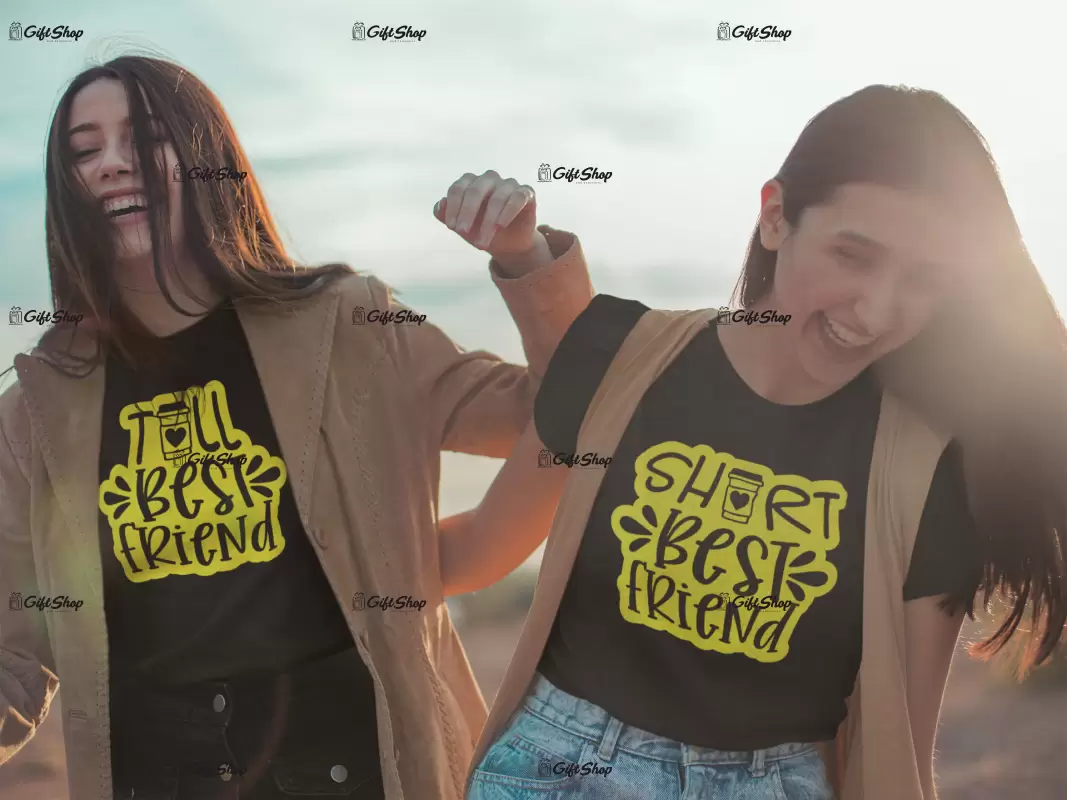 Short & tall best friends, set 2 tricouri cu mesaje.